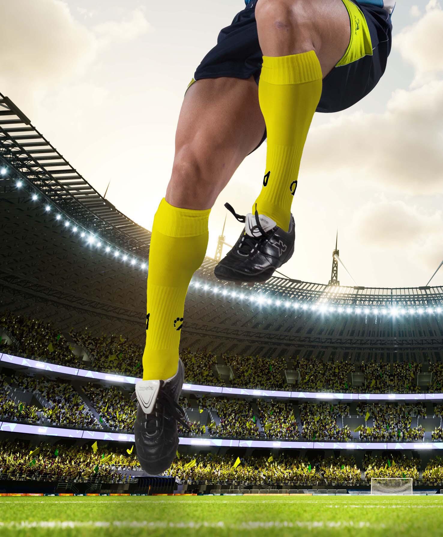 Pack 2 pares de Medias de Fútbol Asioka Soccer Amarillo Anti-pilling 2/6