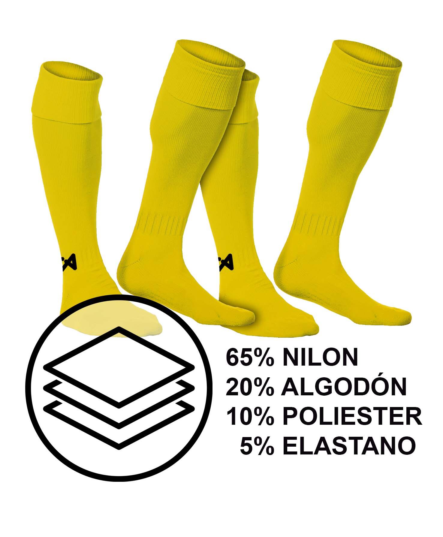 Pack 2 pares de Medias de Fútbol Asioka Soccer Amarillo Anti-pilling 5/6