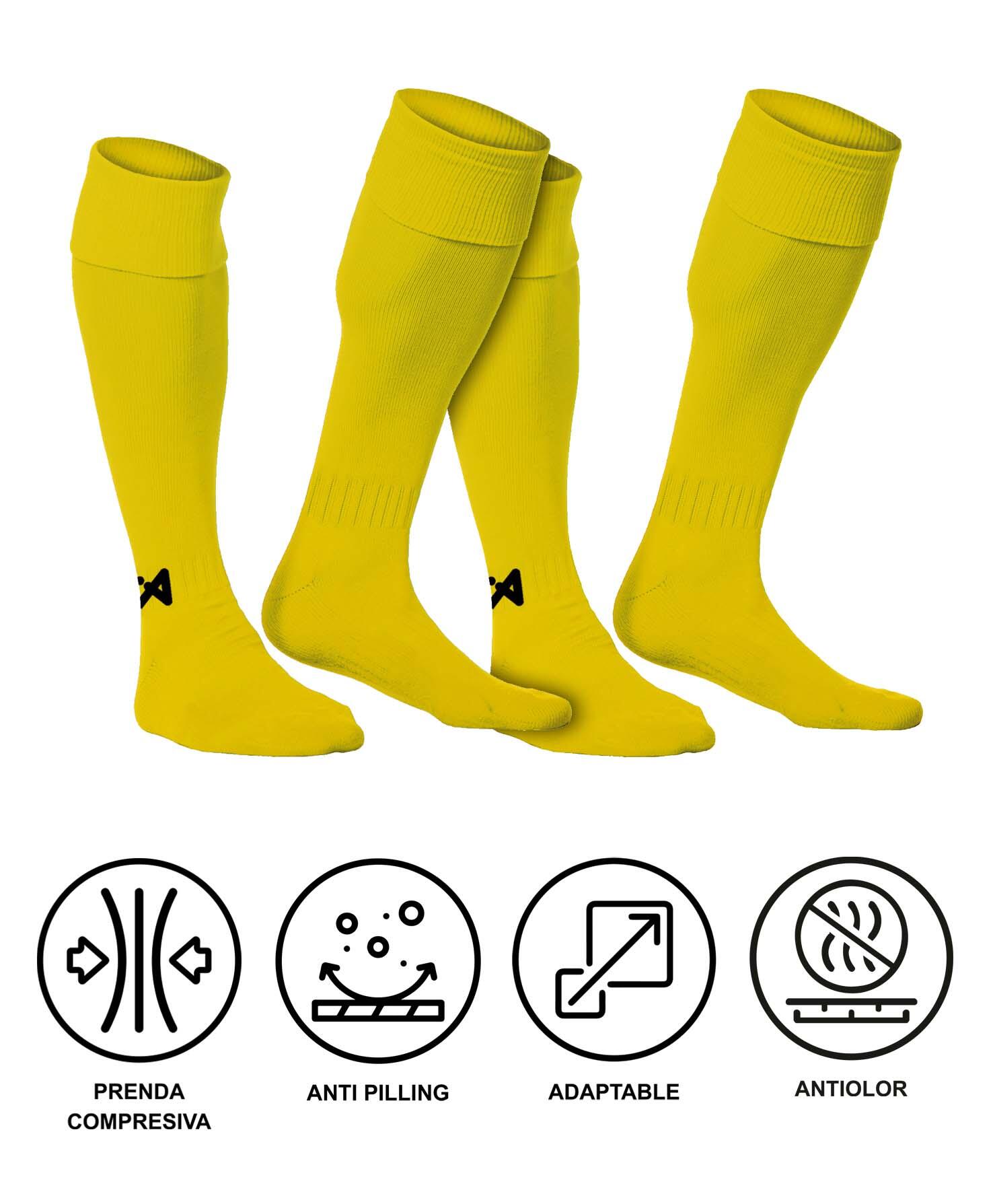 Pack 2 pares de Medias de Fútbol Asioka Soccer Amarillo Anti-pilling 6/6