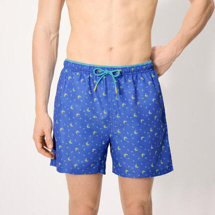 Maillot de bain mi-long à imprimé crabe bleu
