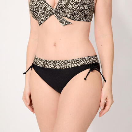 Culotte de bikini gainante imprimée de paillettes noires