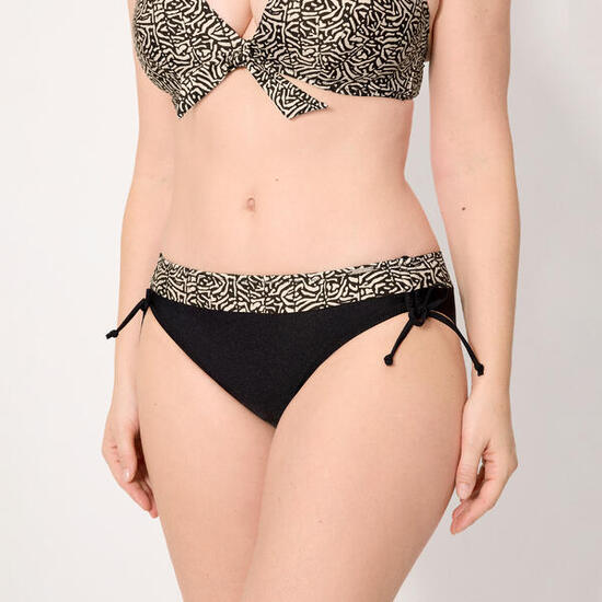 Culotte de bikini gainante imprimée de paillettes noires