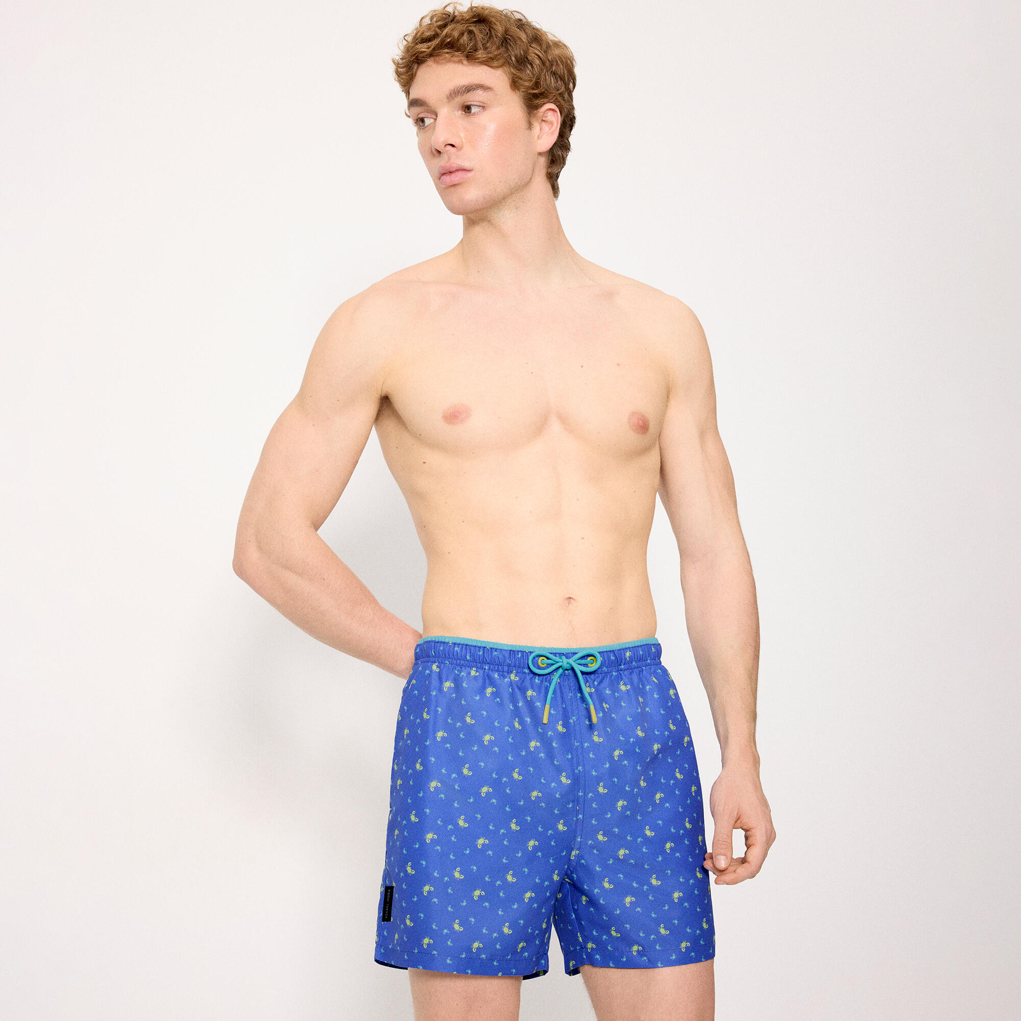 Bañador medio estampado cangrejos azul 3/5