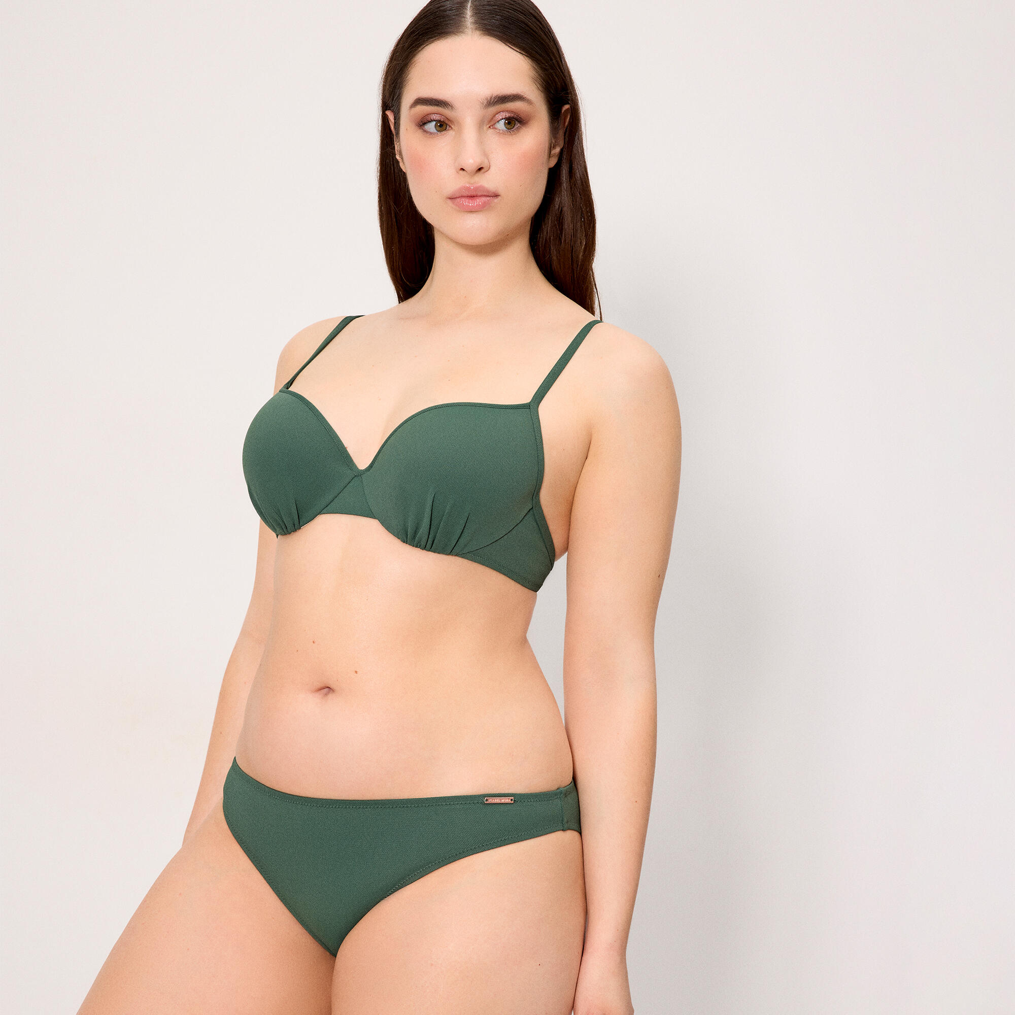 Culotte de bikini en micropiqué vert bouteille 3/6