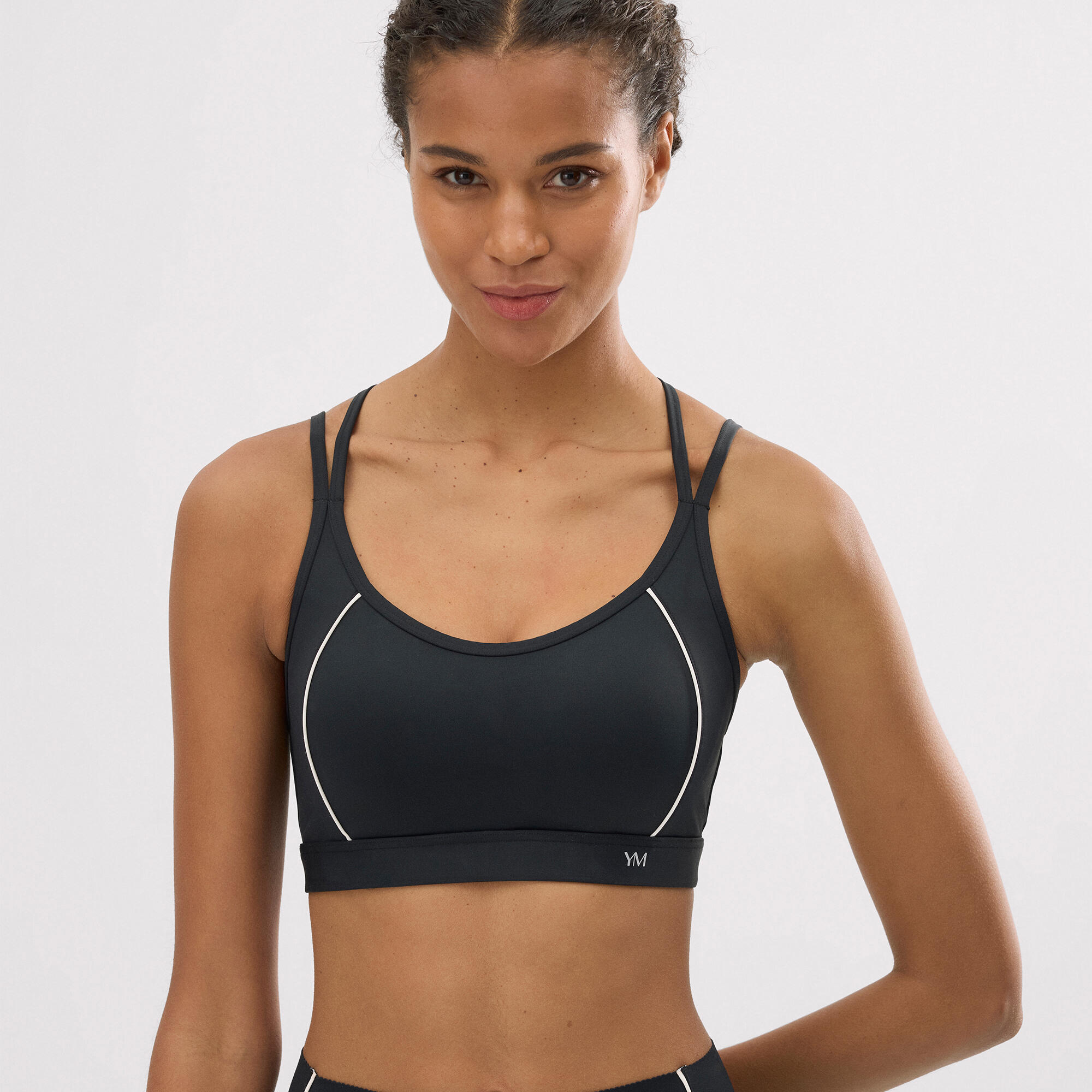 Soutien-gorge de sport compressif à dos croisé, noir 1/5