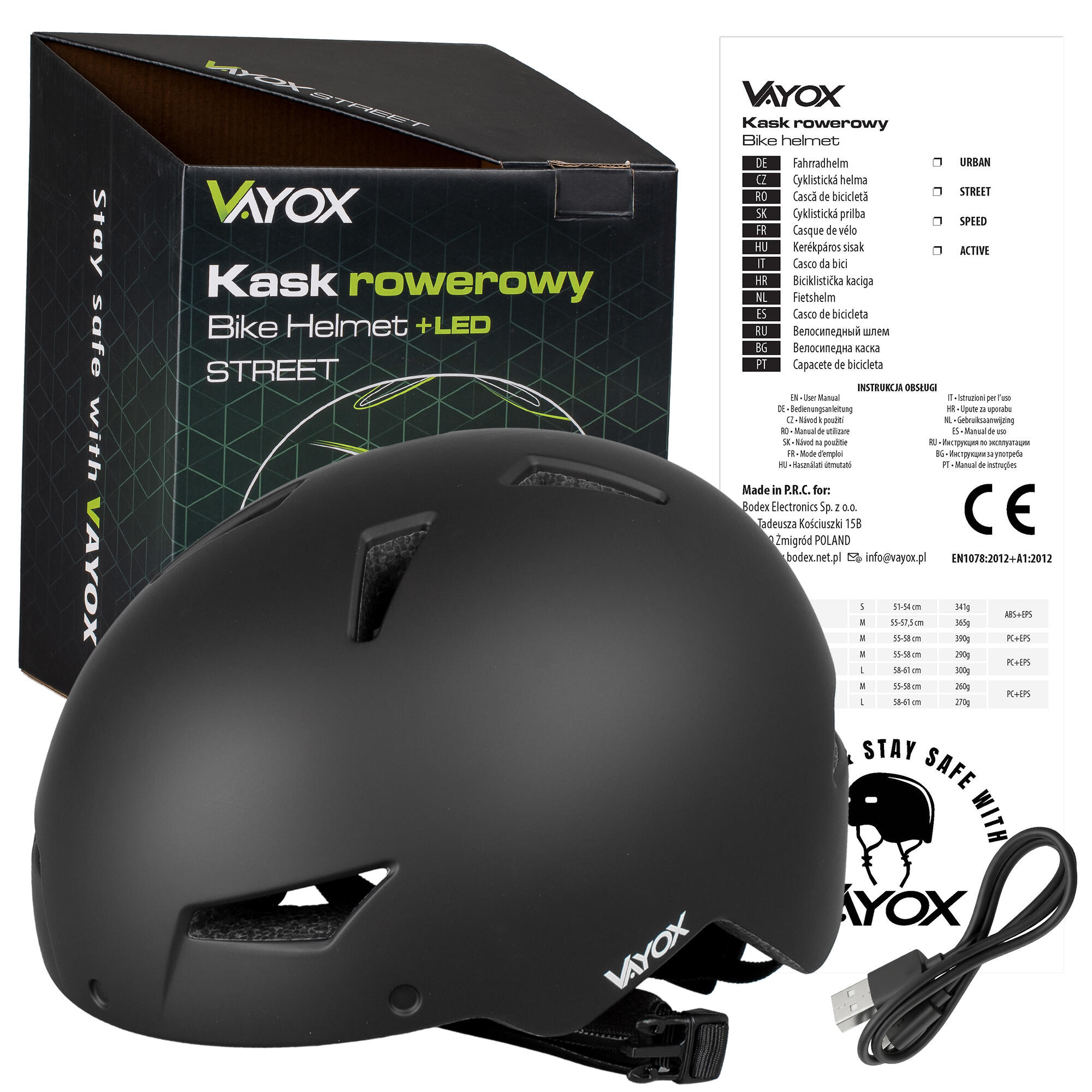 Casco per bici, pattini, monopattino Vayox Street VA0423 luce LED 55-58cm 7/7