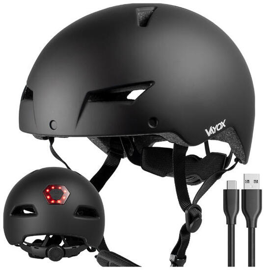 Kask na rower, rolki, hulajnogę Vayox Street VA0423 lampka LED 55-58cm
