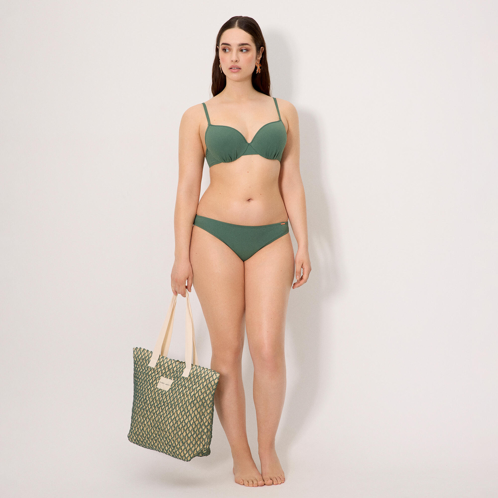 Culotte de bikini en micropiqué vert bouteille 5/6