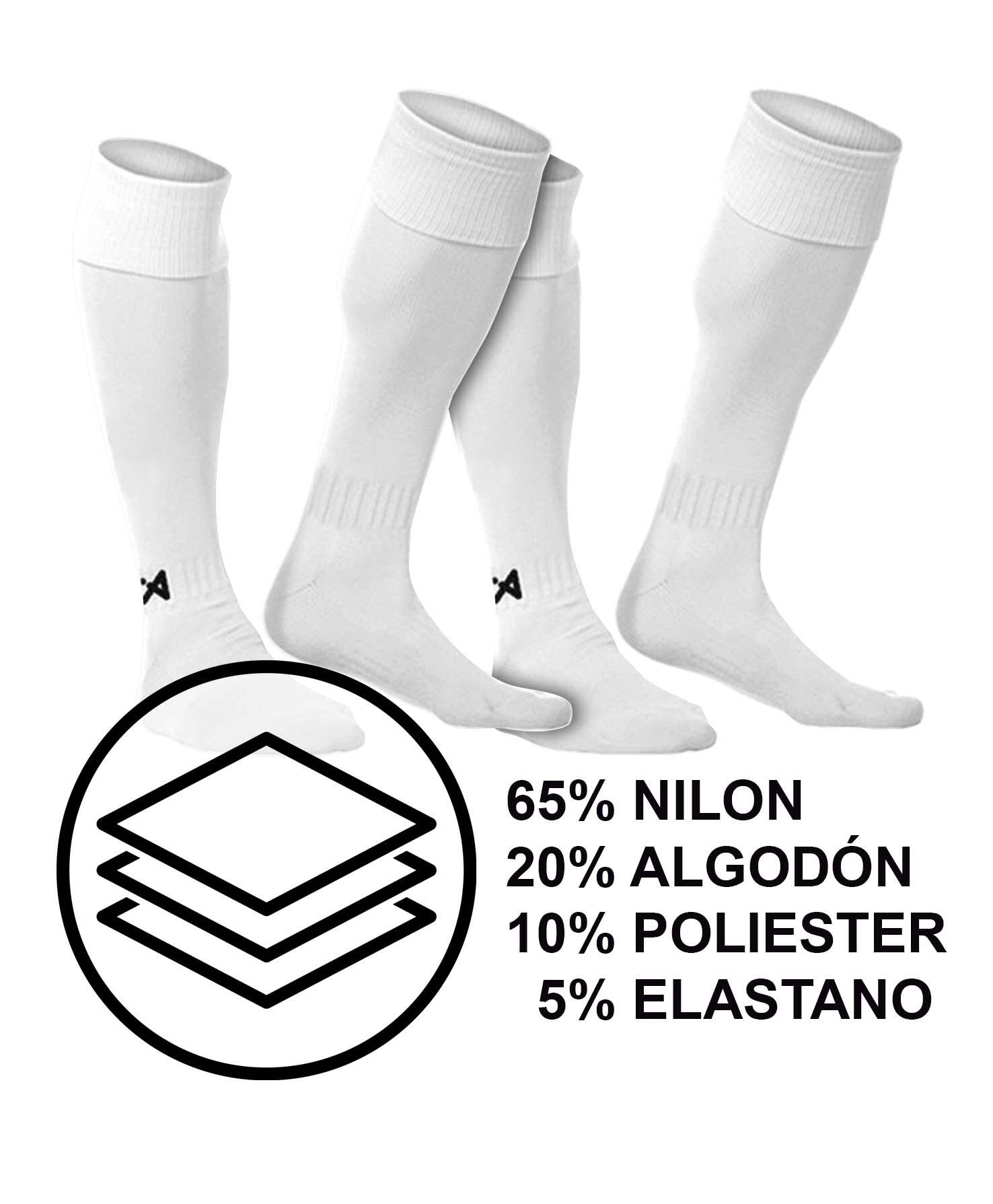 Embalagem de 2 pares de meias de futebol Asioka brancas anti-borboto. 5/6