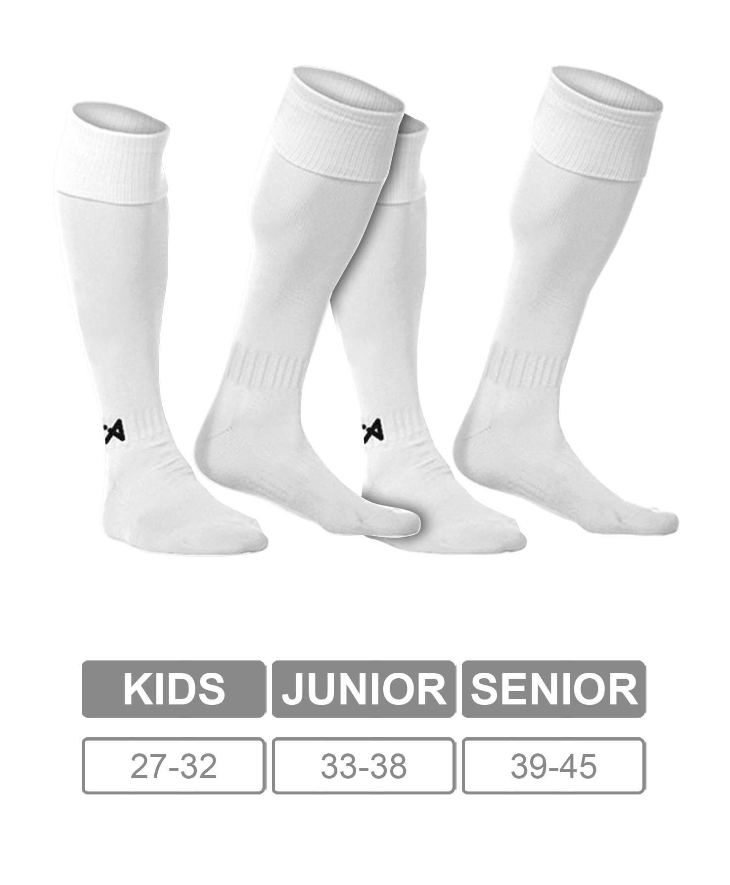 Embalagem de 2 pares de meias de futebol Asioka brancas anti-borboto. 4/6