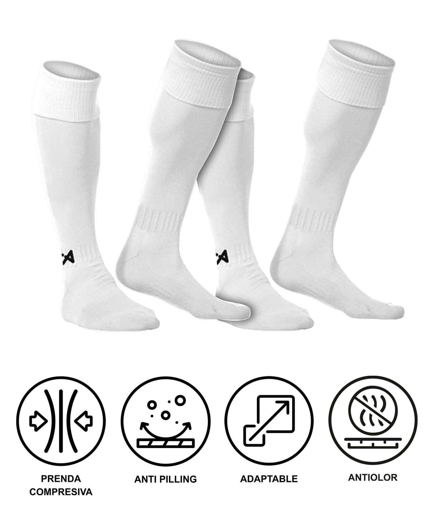 Embalagem de 2 pares de meias de futebol Asioka brancas anti-borboto. 6/6