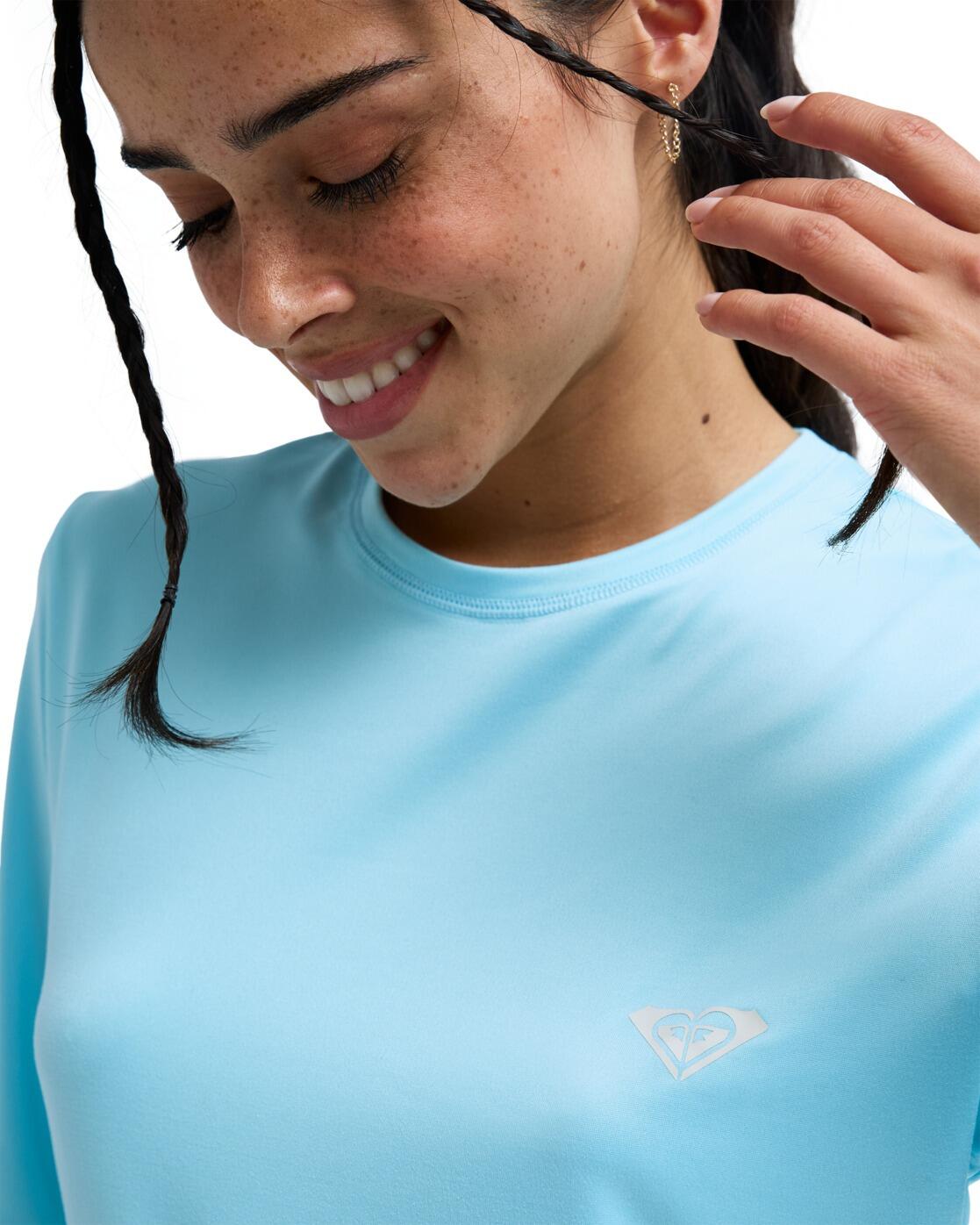 Kurzarm-Rashguard HAPPY WAVES Blau Frauen 4/4