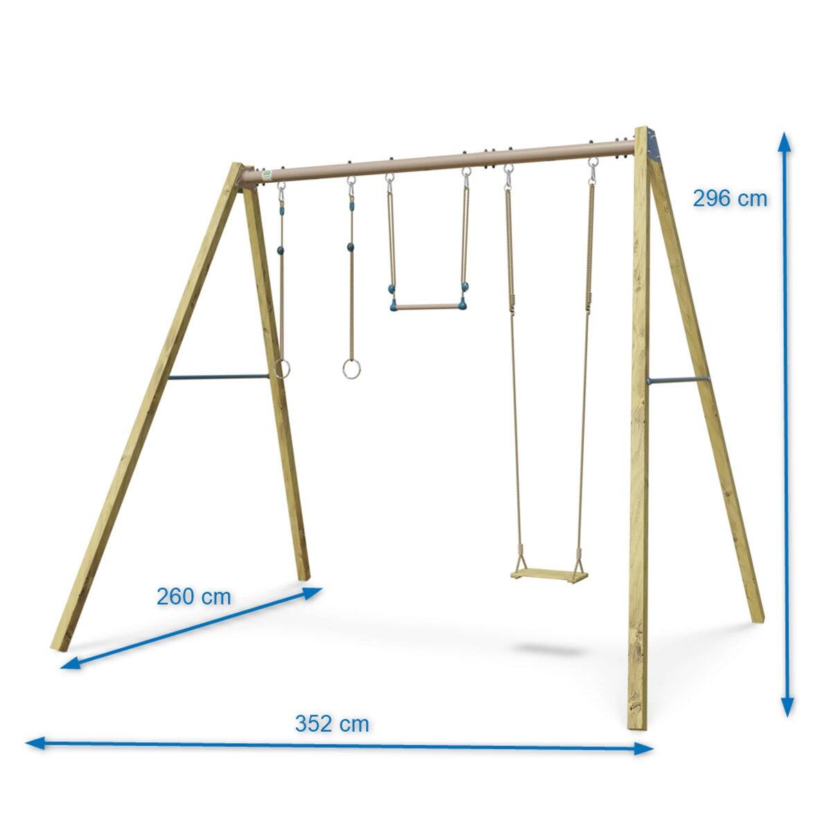 Balançoire en bois poutre métal 3 m Adulte SKYLER 2 - 3 personnes 3/7