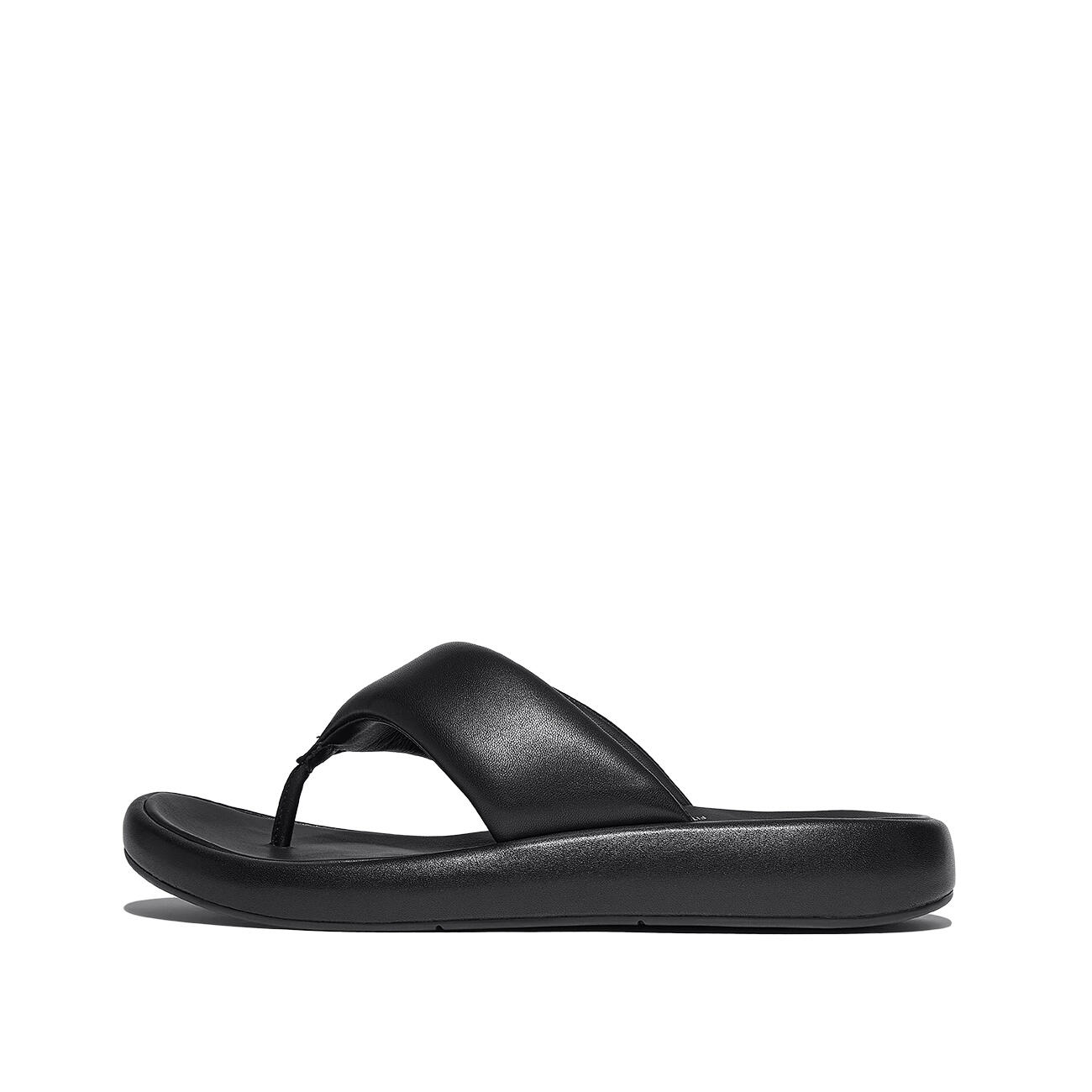 FITFLOP FitFlop Iqushion D-Luxe Padded Leather Toe-Post Sandals  GEHEEL ZWART 41 3/7