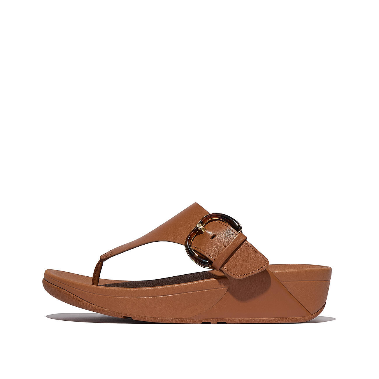 FITFLOP FitFlop Lulu Resin-Buckle Leather Toe-Post Sandals  DIEPBRUIN 38 3/7