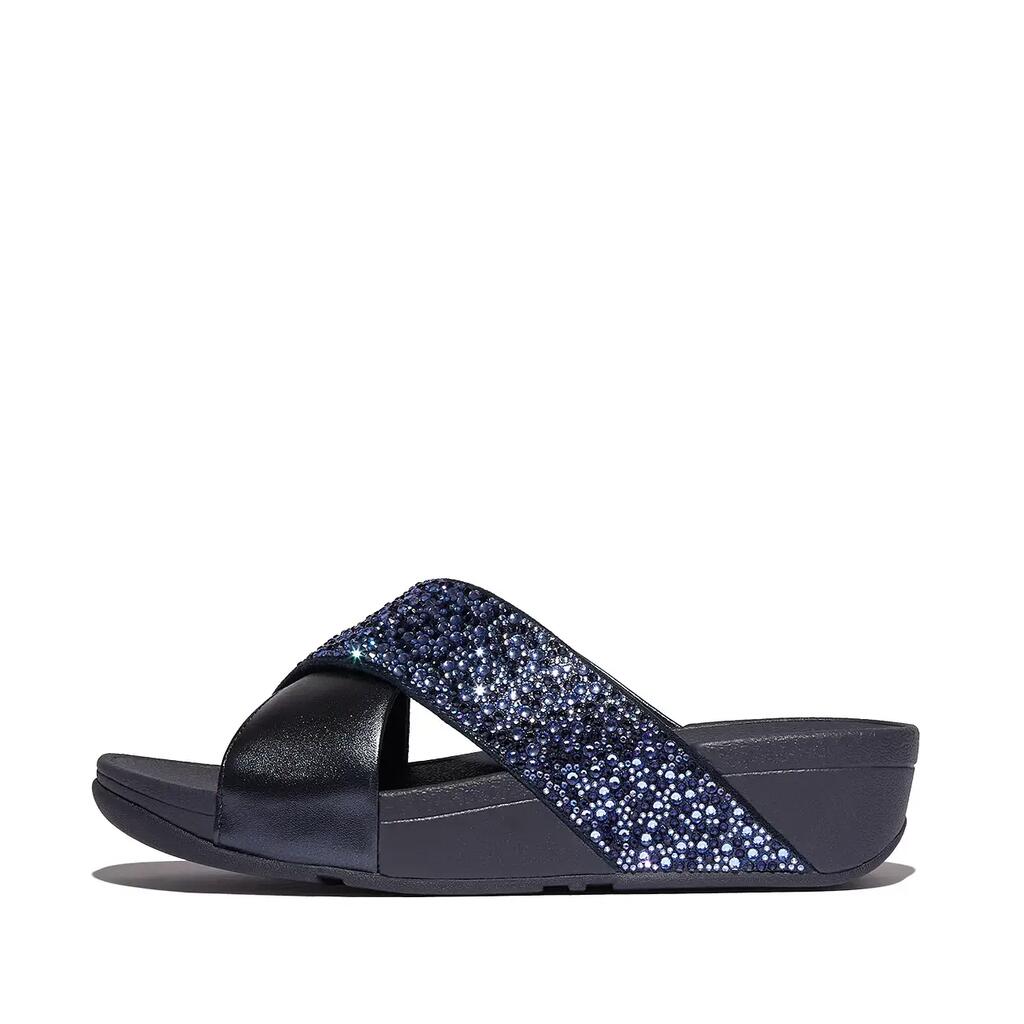 FitFlop Lulu Crystal-Mix  Metallic Cross Slides