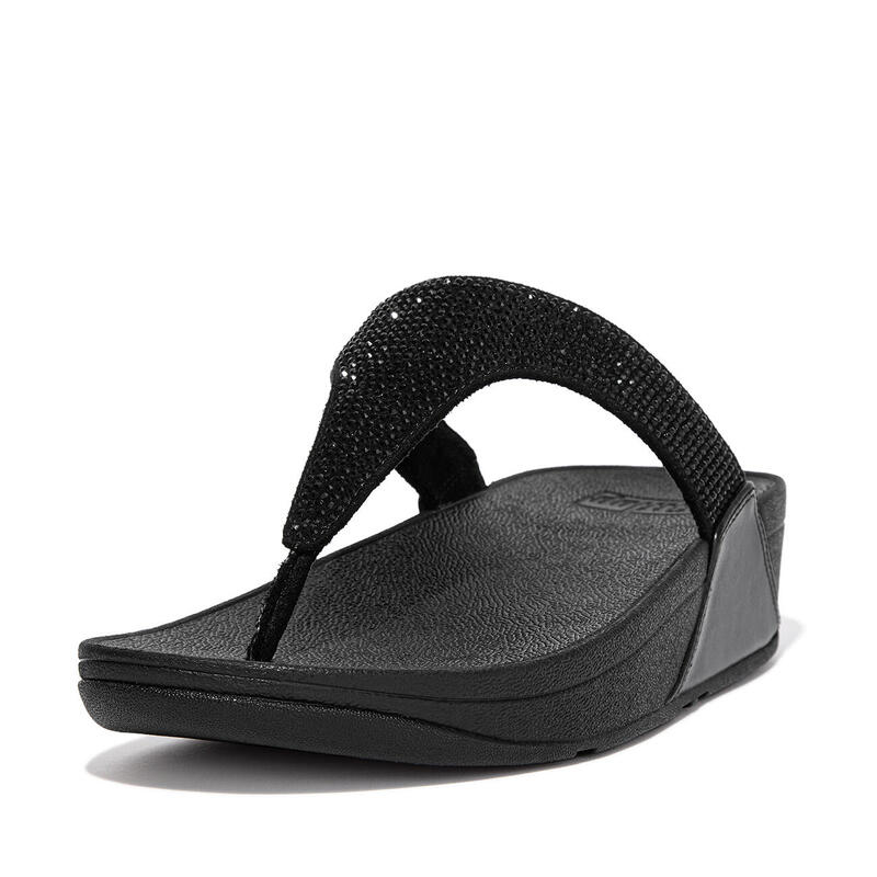 FITFLOP Lulu Toepost Slippers - Hotfix  GEHEEL ZWART 37