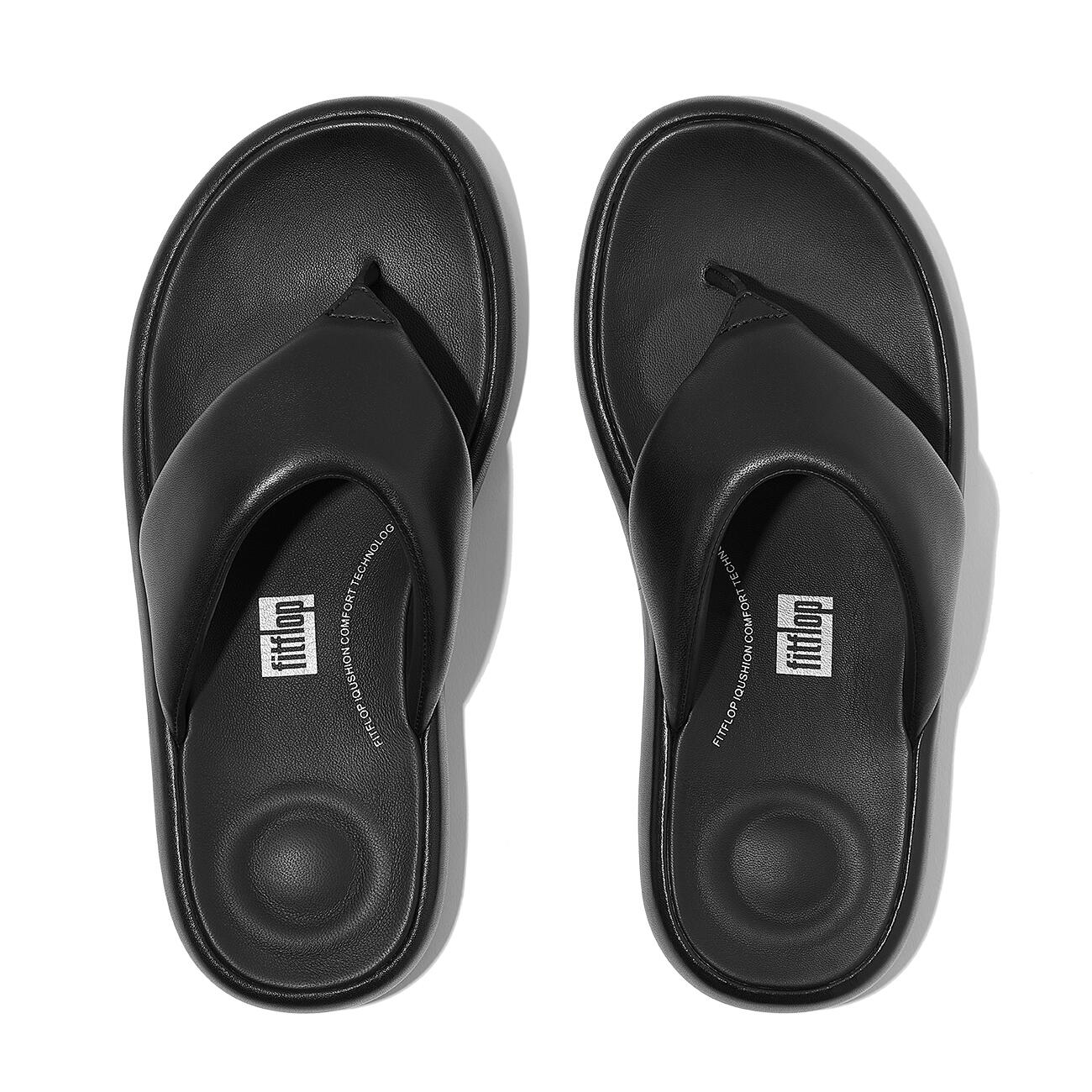 FITFLOP FitFlop Iqushion D-Luxe Padded Leather Toe-Post Sandals  GEHEEL ZWART 41 5/7