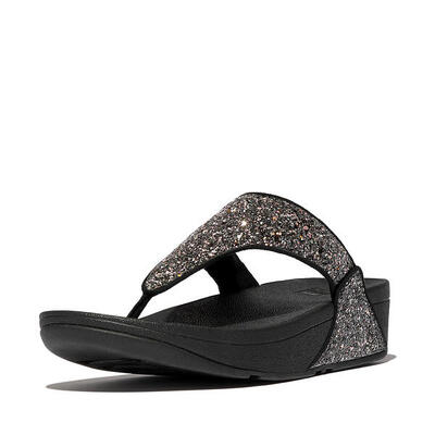 Fitflop fitflop lulu multi-tonal glitter toe-post sandals zwart multi 36