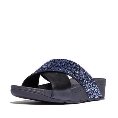 Fitflop fitflop lulu crystal-mix metallic cross slides donkerblauw 41