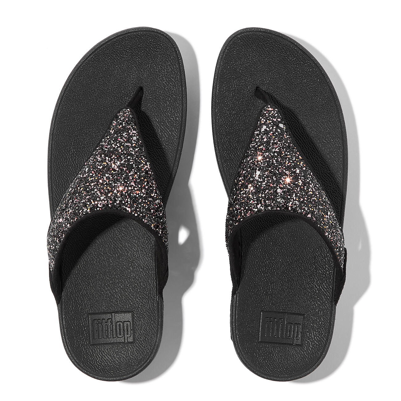 FITFLOP FitFlop Lulu Multi-Tonal Glitter Toe-Post Sandals  ZWART MULTI 36 5/7