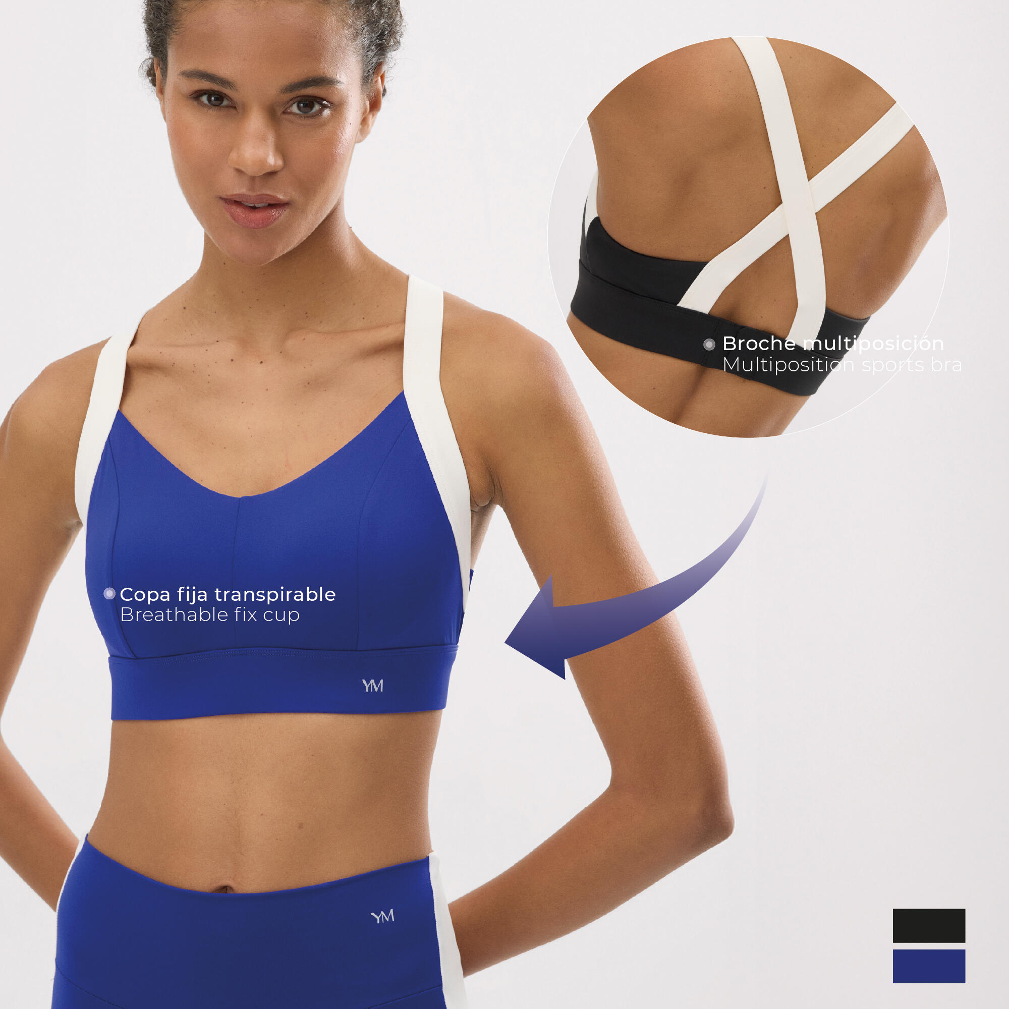 Soutien-gorge de sport à armatures réglables blanc et bleu électrique 5/5