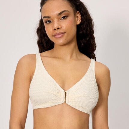 Top bikini reductor tejido calado marfil copa C