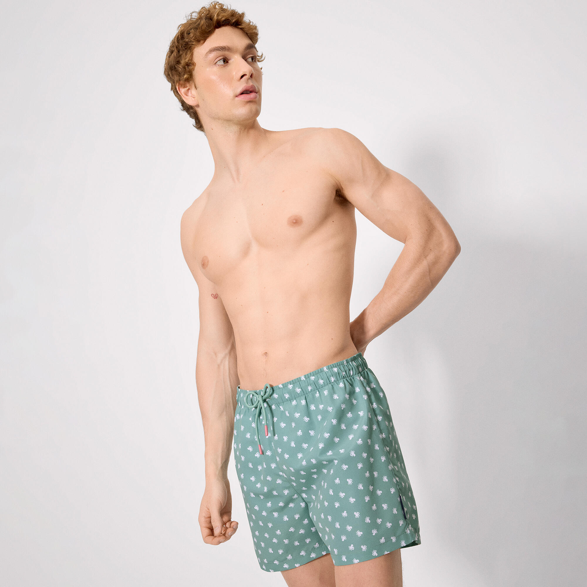 Bañador medio estampado pulpos verde 3/5