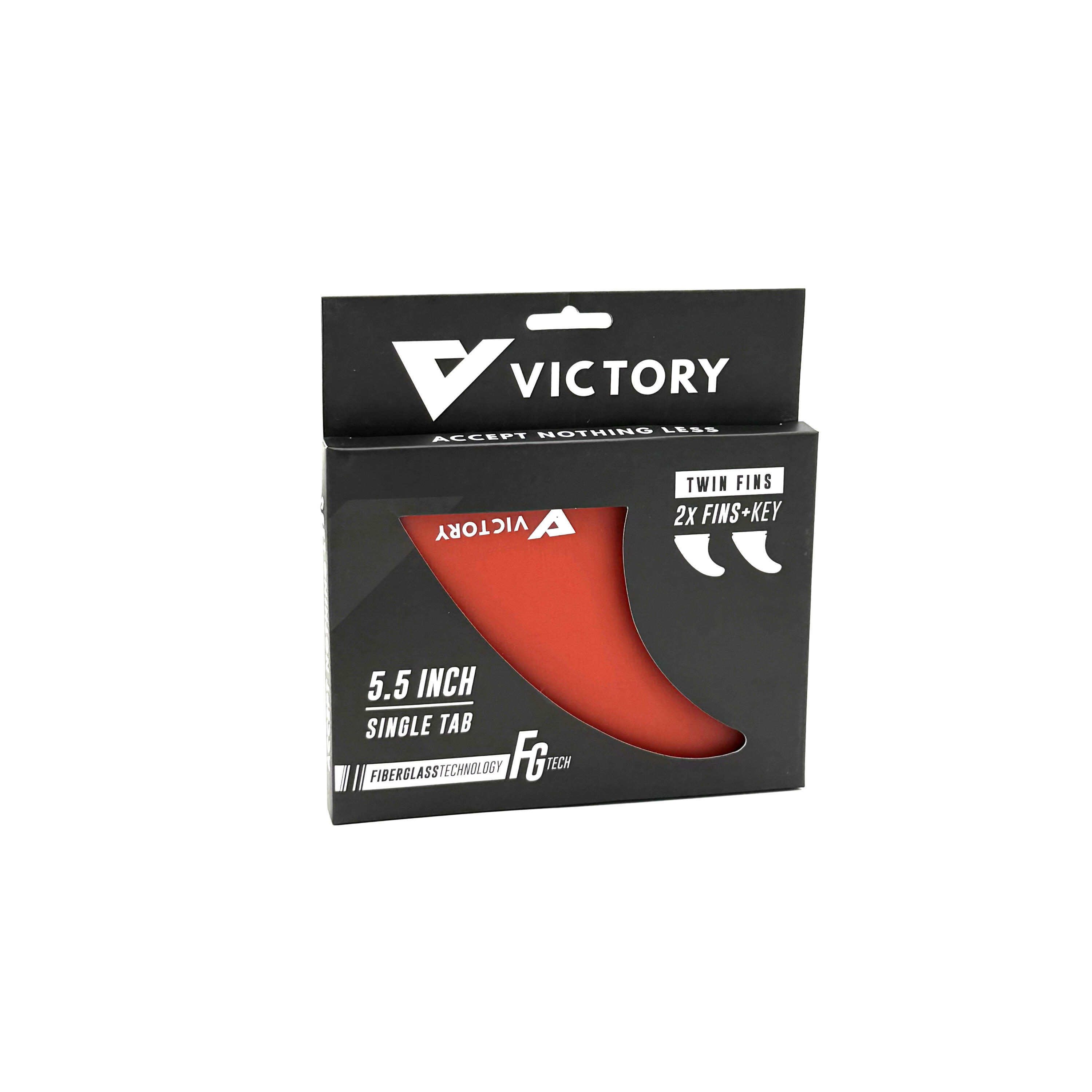 VICTORY - Twin Fins Set Fiberglass - Futures Compatible - Red 2/3