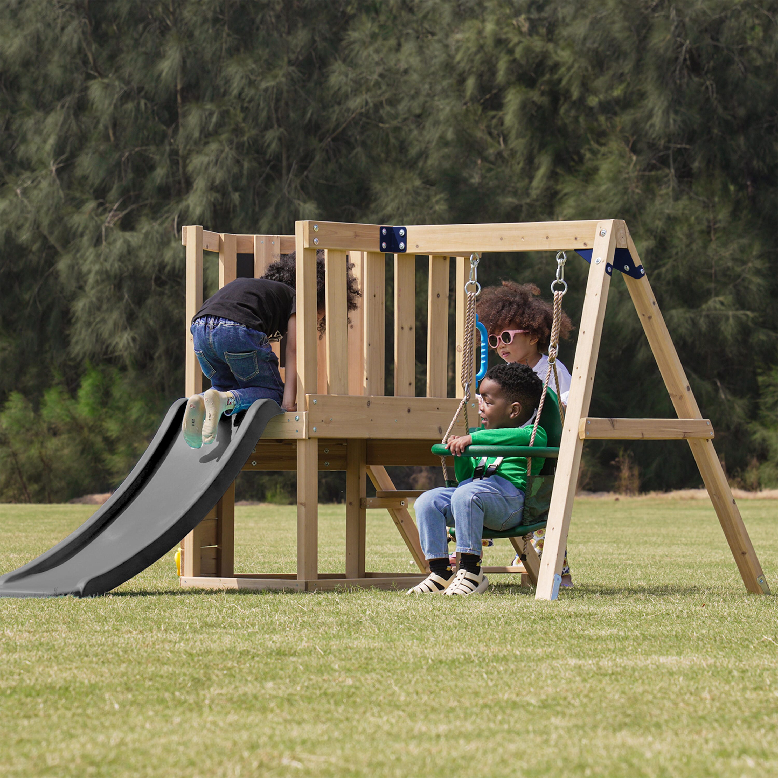 Mini Spielturm mit Babyschaukel - AXI Timo - Graue Rutsche 3/7