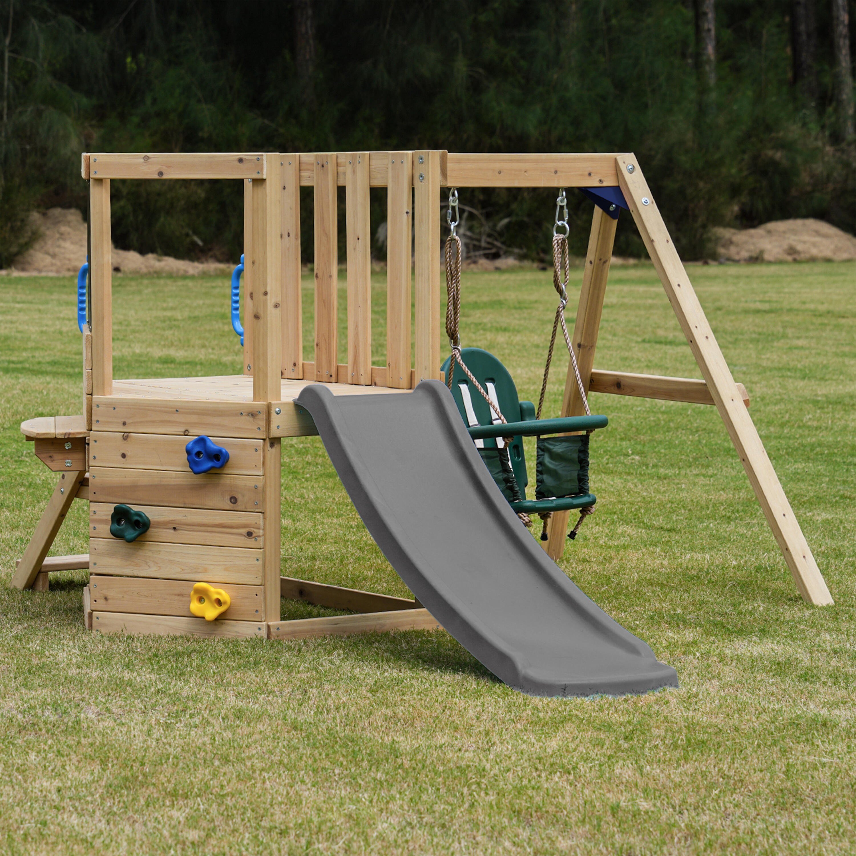 Mini Spielturm mit Babyschaukel - AXI Timo - Graue Rutsche 7/7