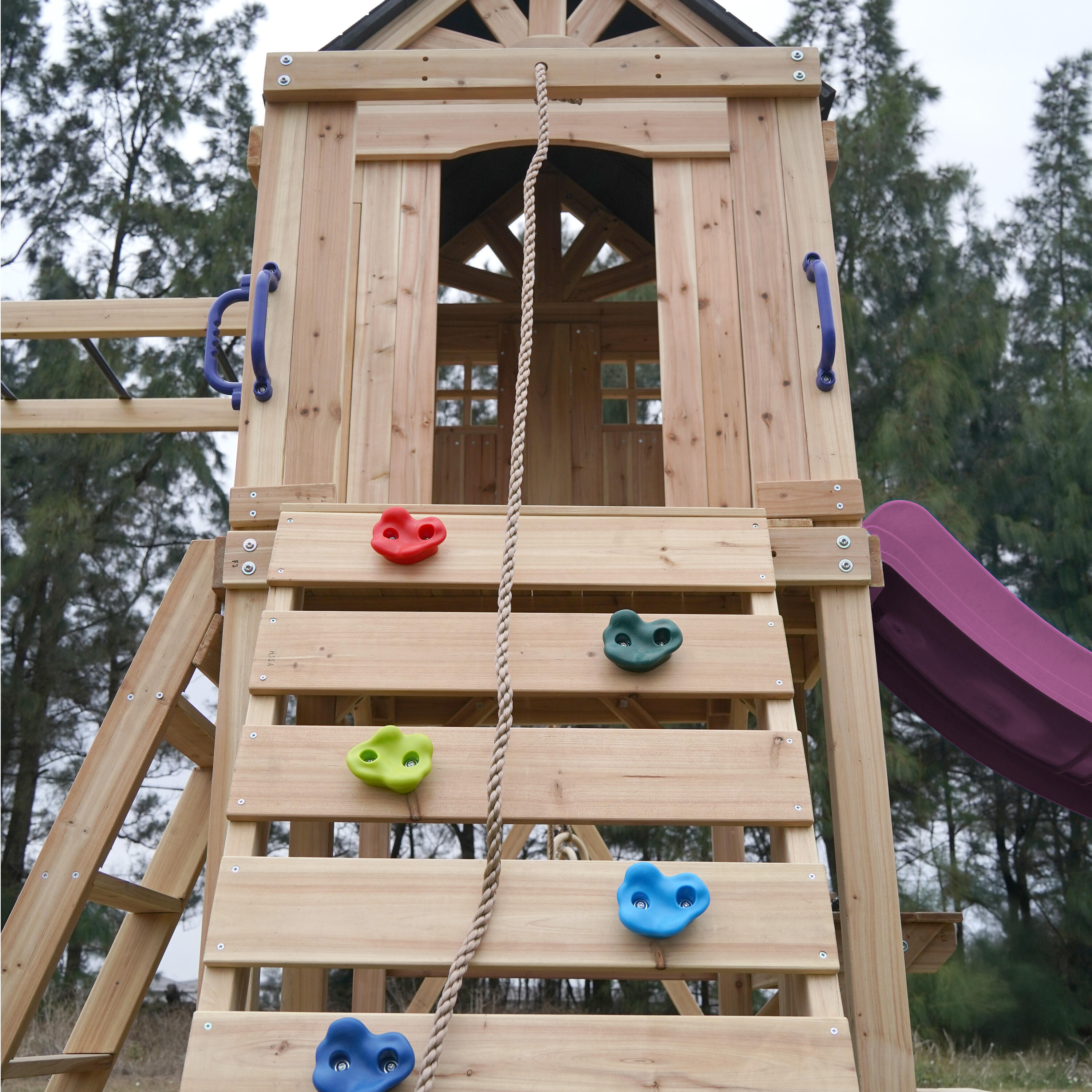 Spielplatz, AXI Duncan, 2 Schaukeln, 1 Rutsche, Holz, Lila 7/7