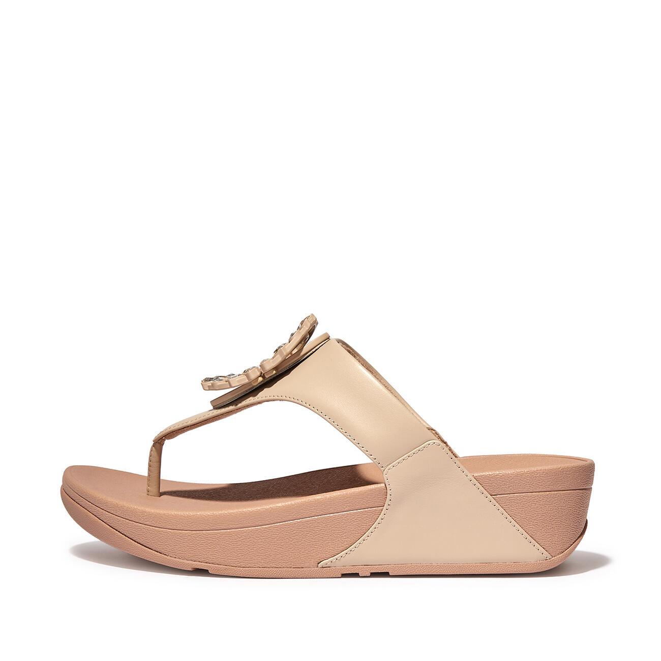 FITFLOP FitFlop Lulu Crystal-Circlet Leather Toe-Post Sandals  STEENBEIGE 41 3/7