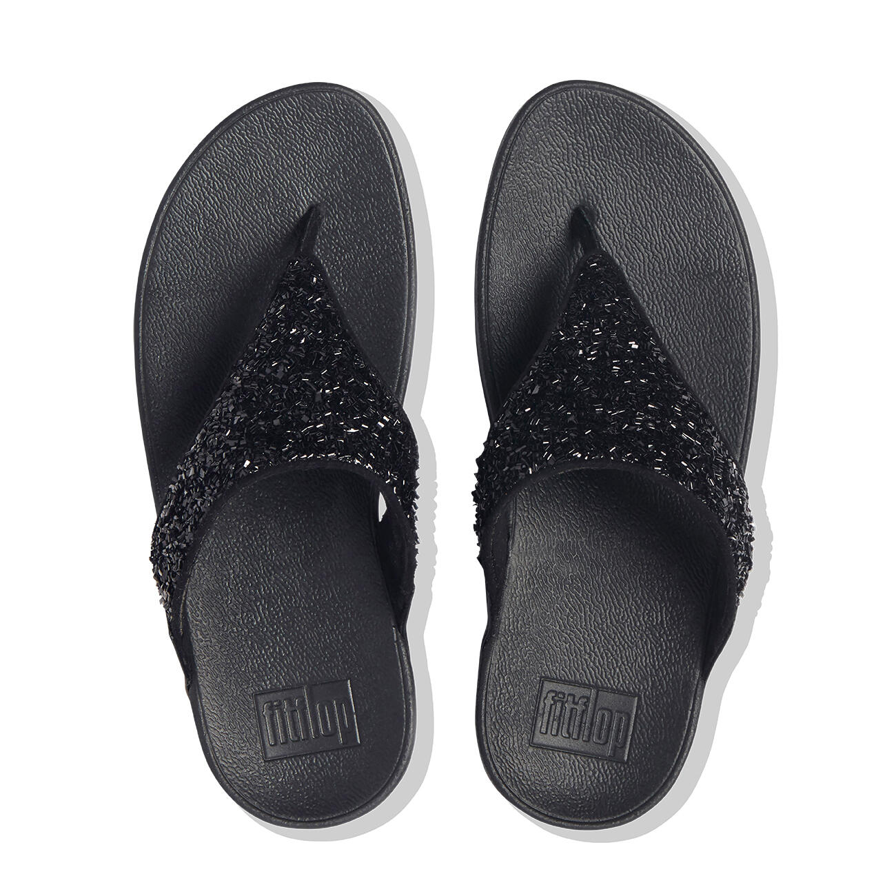 FITFLOP Lulu Shimmerfoil Toe-Thongs  ZWART 41 3/6