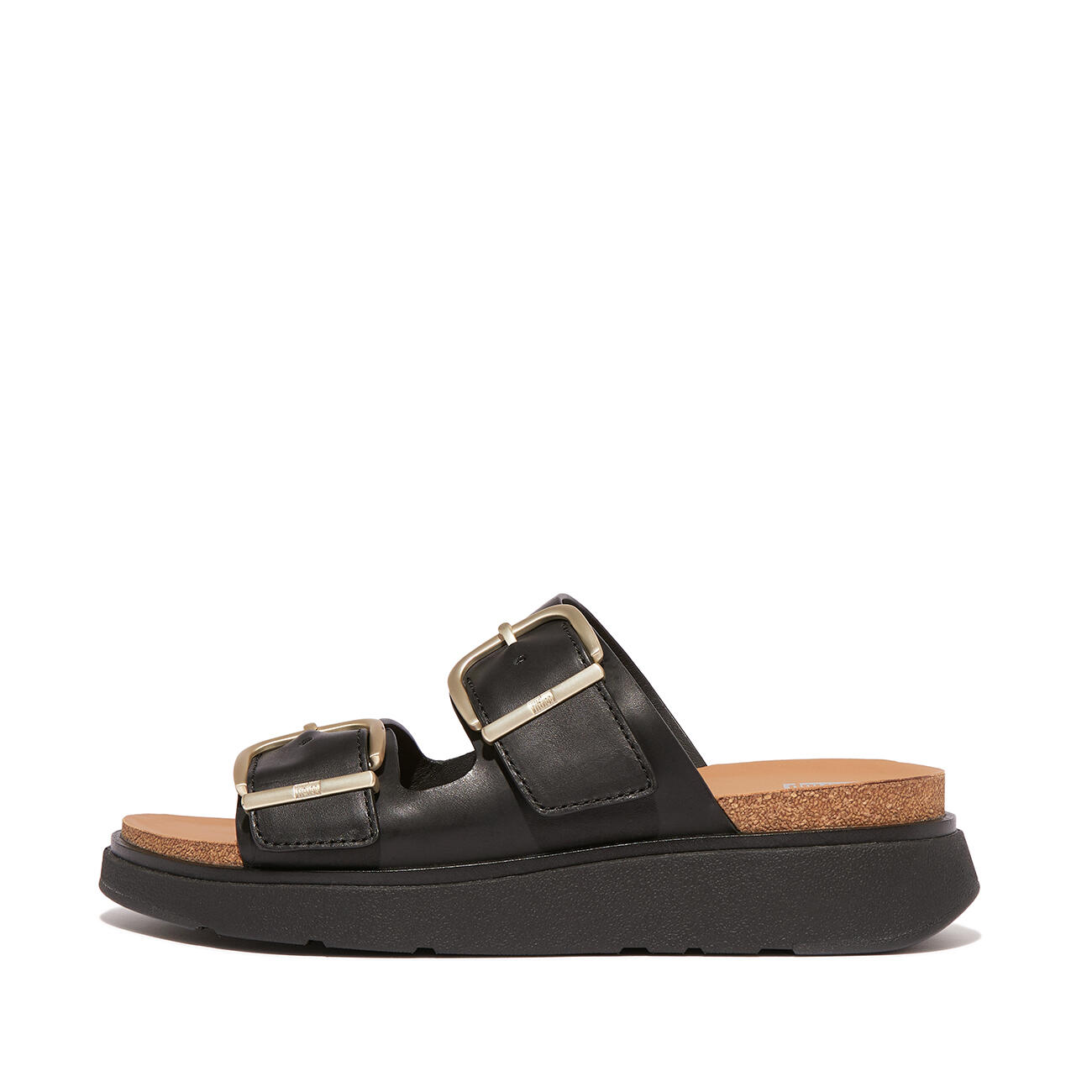FITFLOP FitFlop Gen-FF Buckle Two-Bar Leather Slides  ZWART 38 3/7