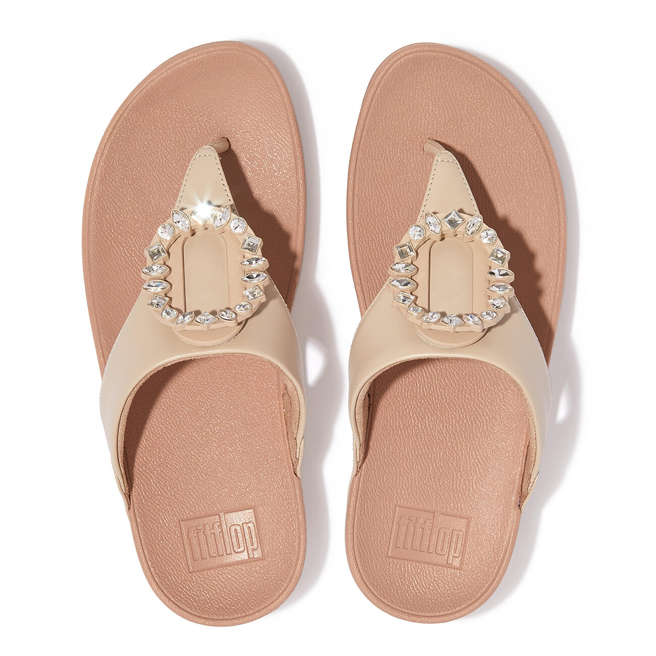 FITFLOP FitFlop Lulu Crystal-Circlet Leather Toe-Post Sandals  STEENBEIGE 41 5/7