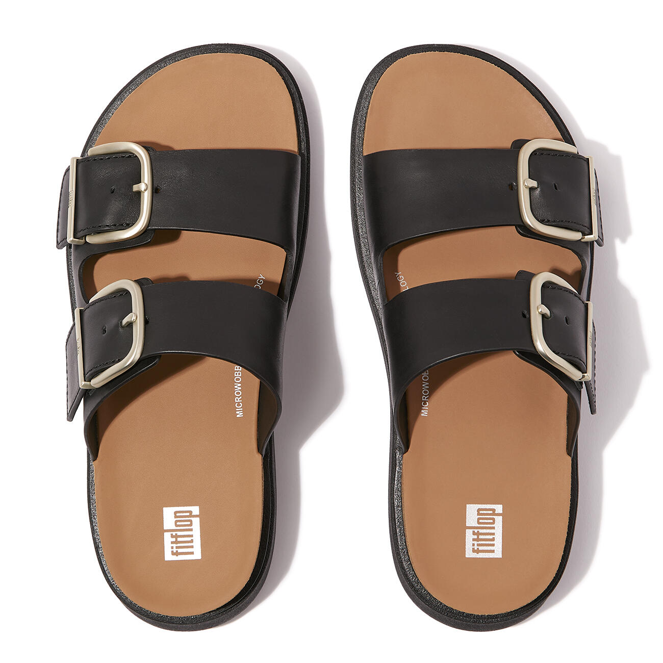 FITFLOP FitFlop Gen-FF Buckle Two-Bar Leather Slides  ZWART 38 5/7
