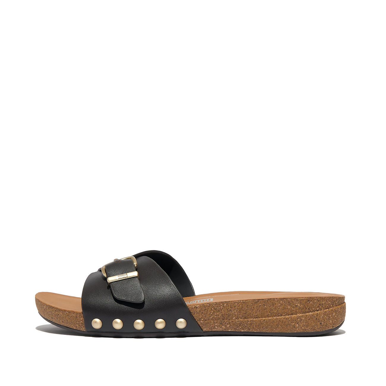 FITFLOP FitFlop Iqushion Adjustable Buckle Leather Slides  CHOCOLADEBRUIN 37 3/7