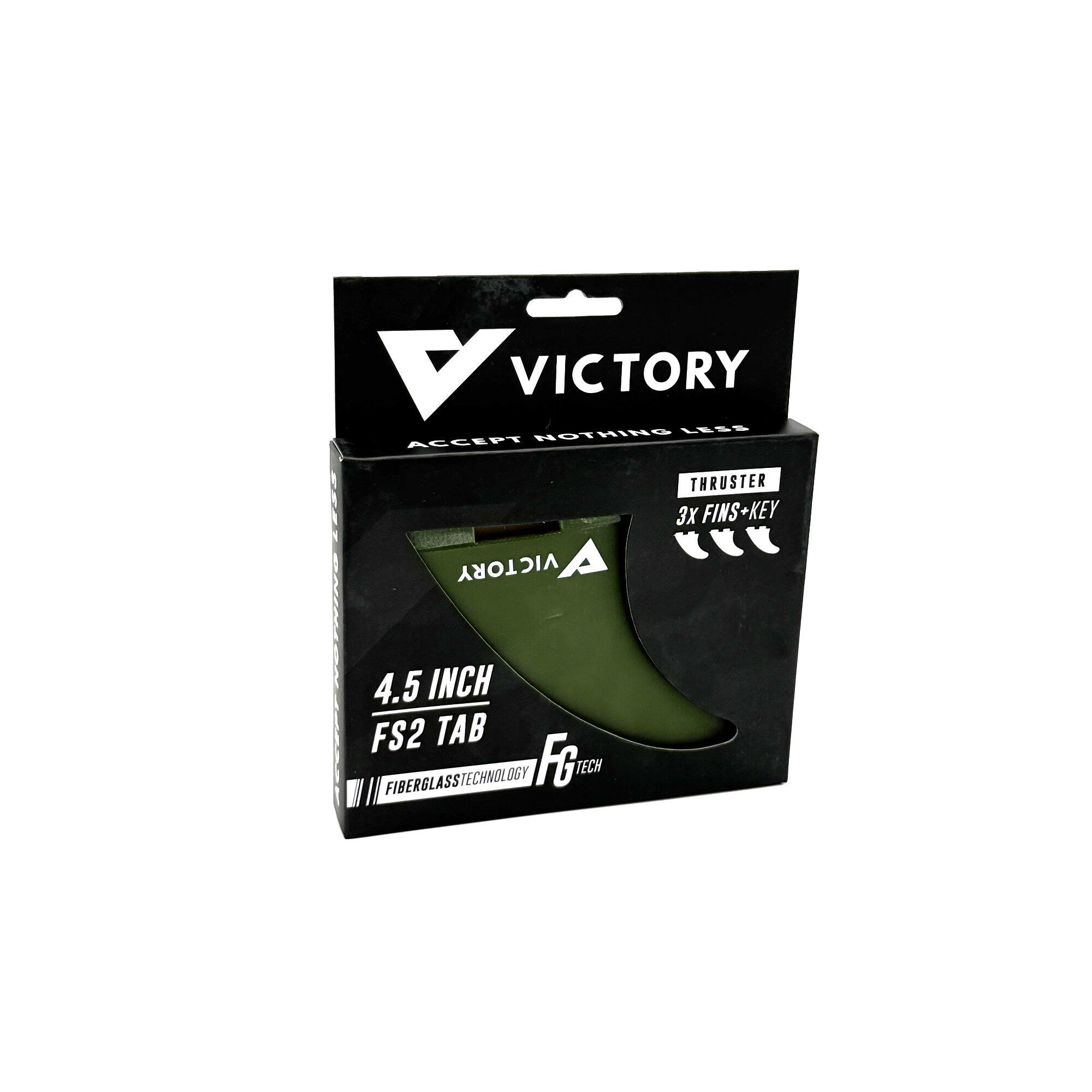 VICTORY - Thruster Fins Set Medium - Fiberglass - FCS 2 Compatible - Khaki 2/3