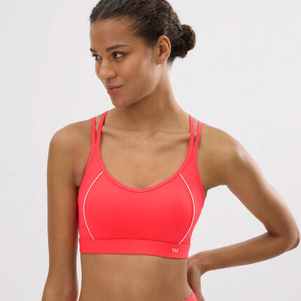 Soutien-gorge de sport compressif corail avec dos croisé