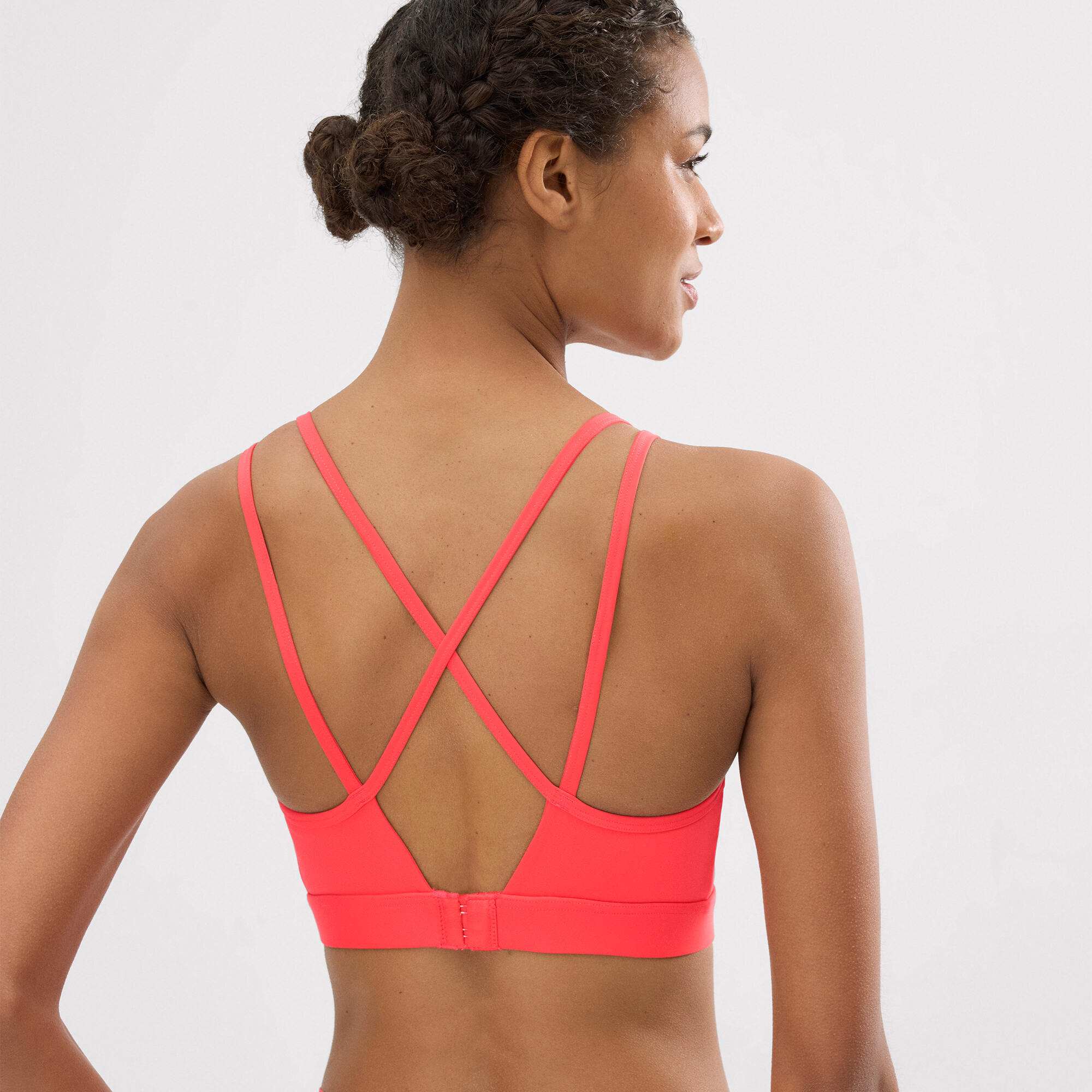 Soutien-gorge de sport compressif corail avec dos croisé 2/5