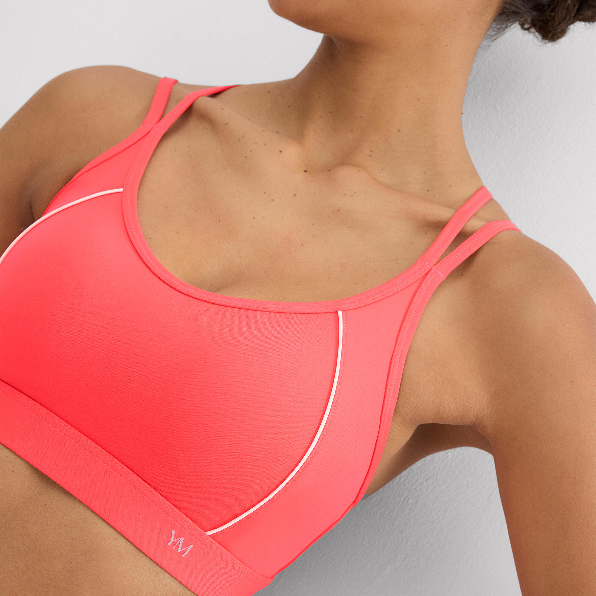 Soutien-gorge de sport compressif corail avec dos croisé 4/5