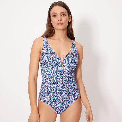 Maillot de bain gainant bleu Liberty, bonnet B