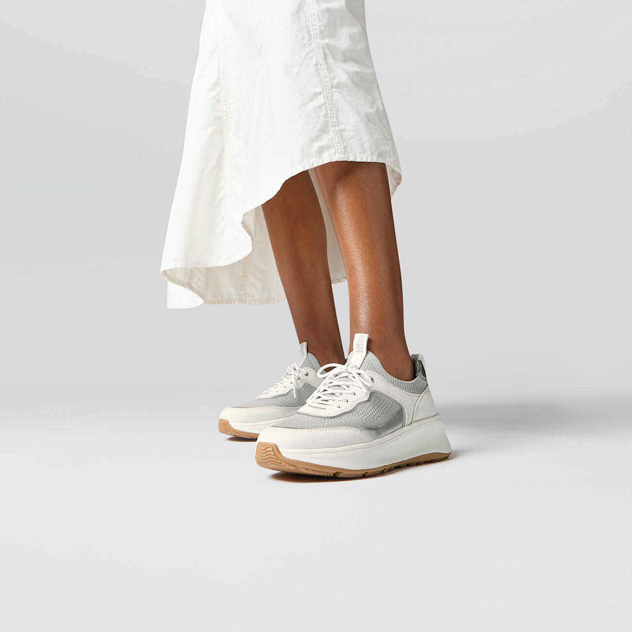 FITFLOP FitFlop F-Mode  Suede/Knit Flatform Slip-On Laced Sneakers  GRIJS 36 3/7