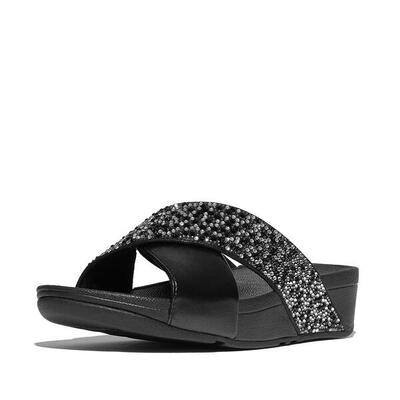 Fitflop fitflop lulu crystal-mix metallic cross slides zwart 37