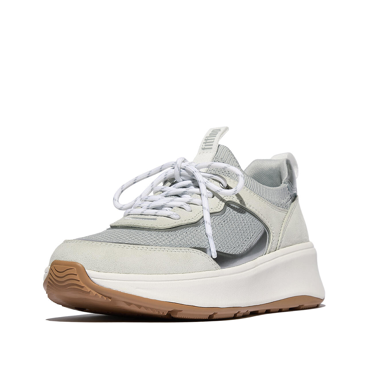 FITFLOP FitFlop F-Mode  Suede/Knit Flatform Slip-On Laced Sneakers  GRIJS 36 4/7