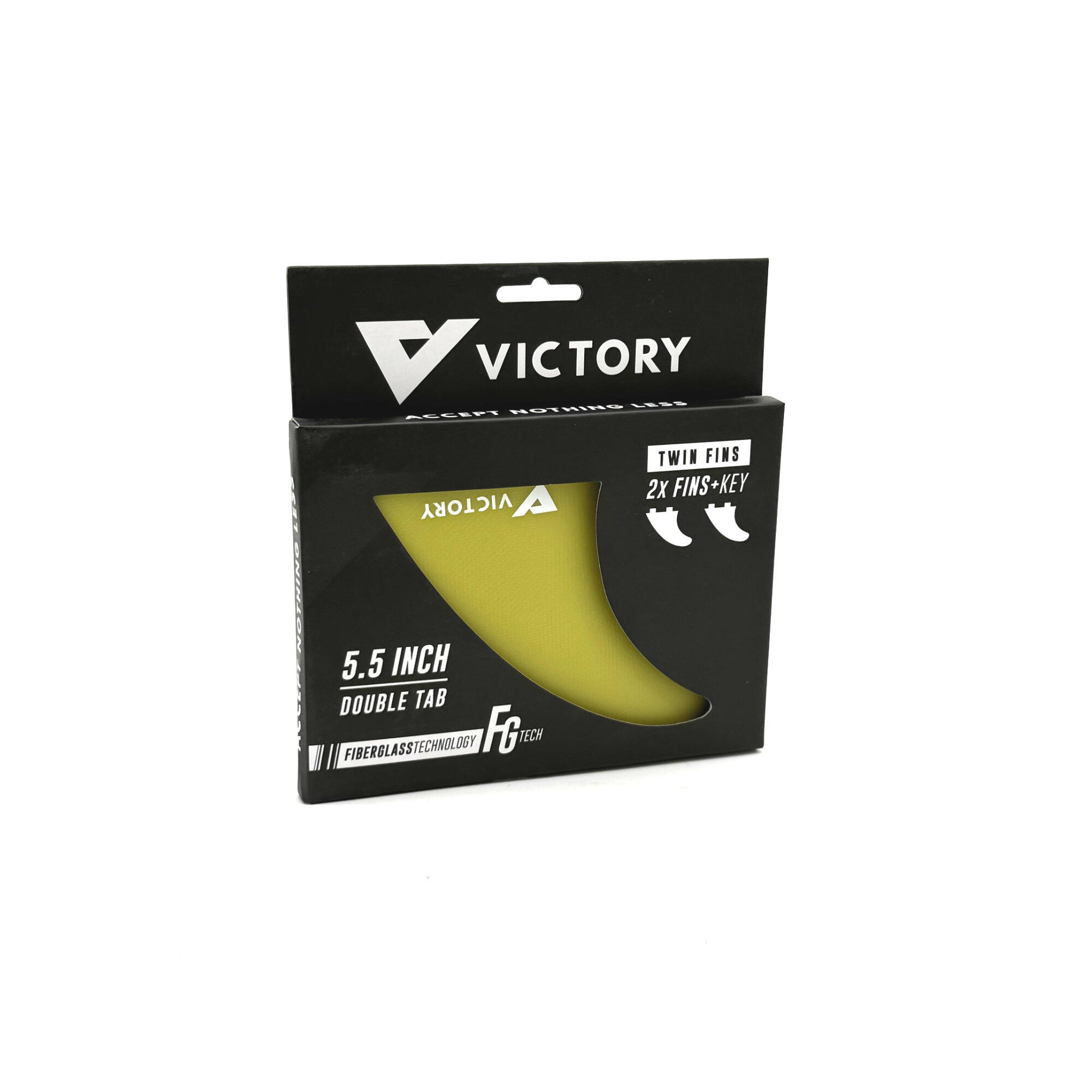 VICTORY - Twin Fins Set Fiberglass - FCS Compatible - Yellow 2/3