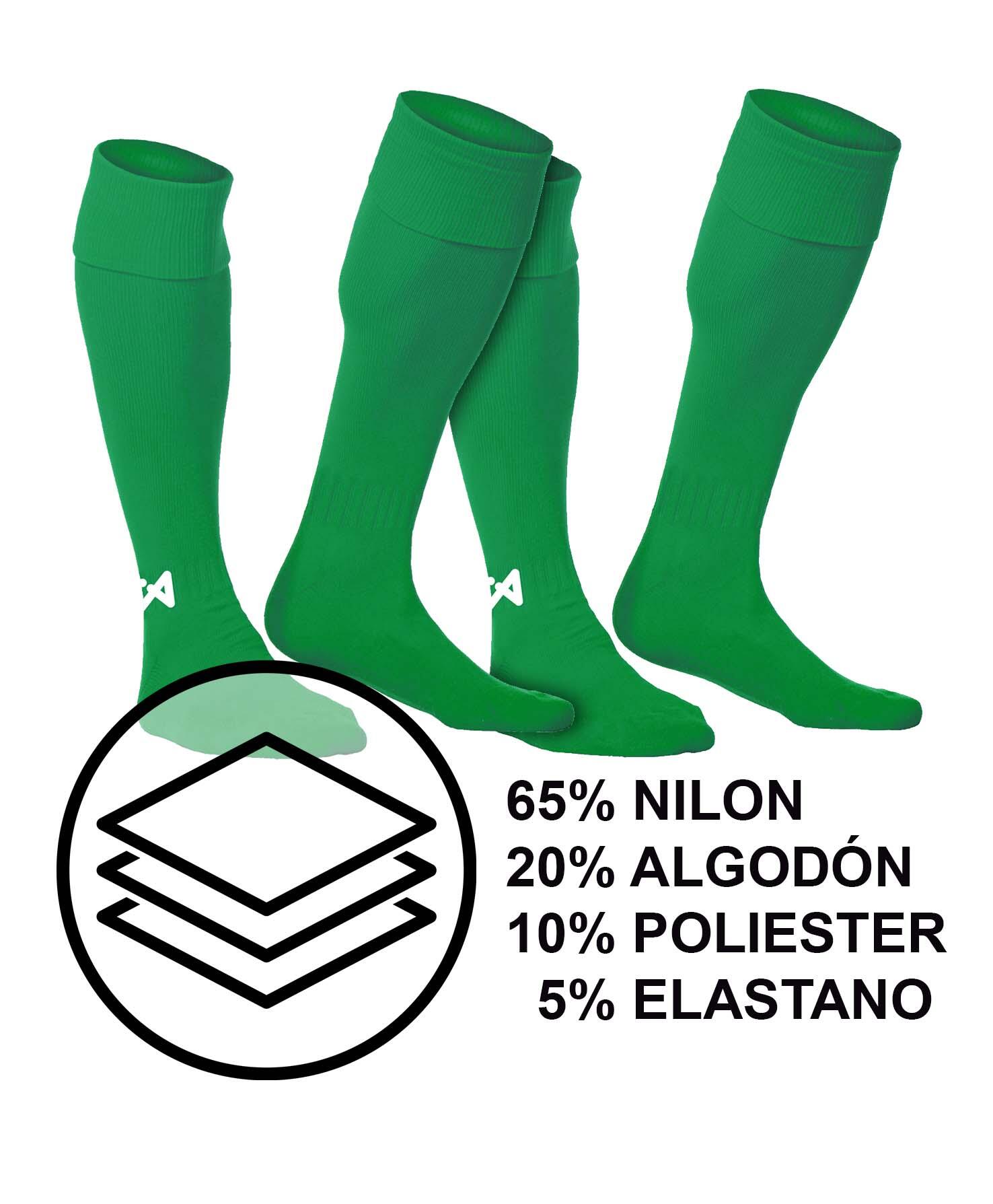 Embalagem de 2 pares de meias de futebol Asioka Soccer verdes anti-borboto. 5/6