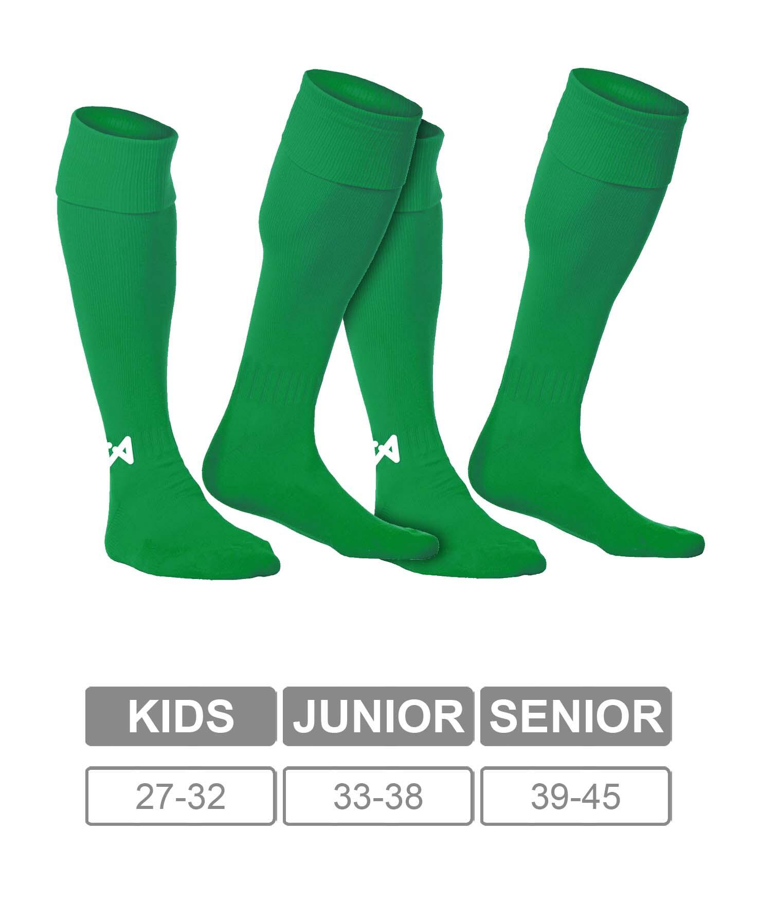 Embalagem de 2 pares de meias de futebol Asioka Soccer verdes anti-borboto. 4/6
