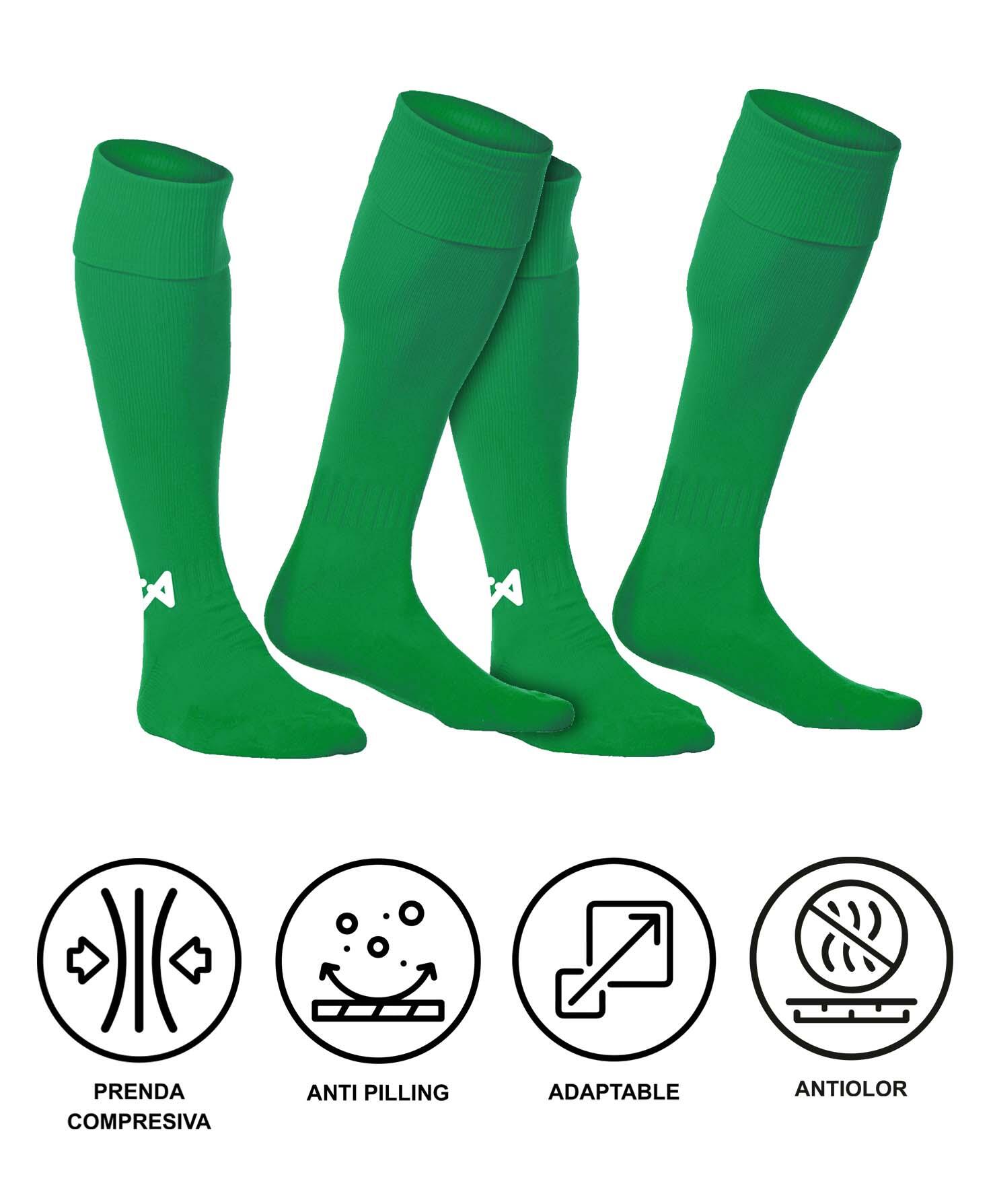 Embalagem de 2 pares de meias de futebol Asioka Soccer verdes anti-borboto. 6/6